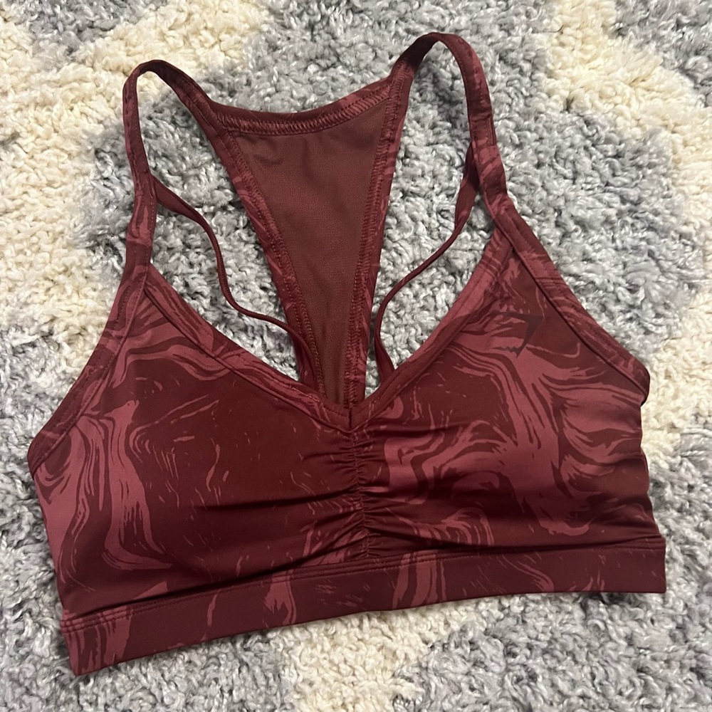 Gymshark Burgundy Patterned Sports Bra